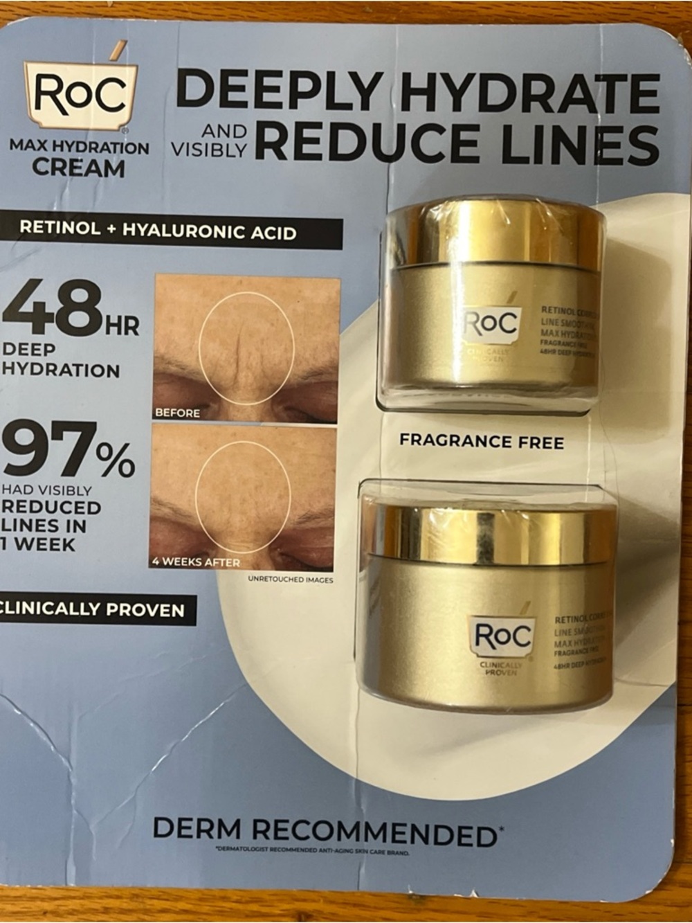 Roc Retinol correxion max hydration cream 1.7 and 3.4 oz 2 pack new